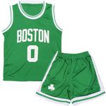 DaceStar Kids Basketball Kit 2-Piece, Basketball Kits for Boys, Basketball Sleeveless Tank Top and Shorts Set, Kids Basketball Jersey for 4-14 Years Old(Green#0,S)