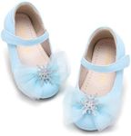 GINFIVE Toddler Girls Dress Shoes Little Girls Mary Janes Ballerina Flats Shoes Toddler, Gf384 - Blue, 6 Toddler