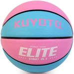 KUYOTQ Kids Toddler Size 4 Basketball 25.5" Thickened Rubber Small Basketball Soft Touch in & Outdoor Mini Basketball for Boys Girls Age 4-8 Basketball Gifts (Deflated,Pink and Blue,Without Pump)