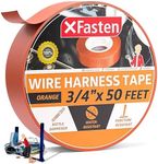 XFasten Wire Harness Tape Orange 3/4 Inch x 50 Feet Residue-Free High Heat Resistant Automotive Wire Loom Tape, Cloth Electrical Tape Automotive Fabric High Heat Cable Wrap Tape