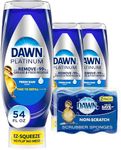 Dawn Dish Soap Squeeze Bottle, EZ-Squeeze Platinum Dish Soap Liquid+Non-Scratch Sponges for Dishes,Refreshing Rain,Includes 3x18oz Bottles+2 Sponges