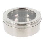 Cake Storage Tin Round Stainless Steel Kitchen Food Storage Canister Airtight See Through Lid Puri Dabba for Biscuits Cookies Cupcakes Goodies Baking Roti Chapati Keeper Box (No13 (Diameter: 22cm))