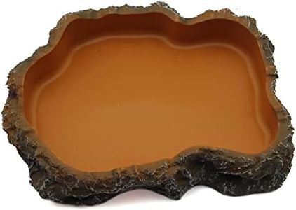Reptile Water Dish,Resin Reptile Rock Food Feeder Bowl, Water and Food Bowl,Terrarium Decor for Leopard Gecko, Lizard,Spider,Turtle,Scorpion, Chameleon,Hermit Crabs (M, Orange)