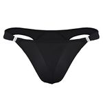 JEERLEEP Mens ice Silk Bikini G String T Back Thongs Briefs Detachable buckle Underwears, Black, XL