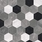 247Floors Forli Tile Effect Vinyl Flooring 2.3mm Realistic Foam Backed Slip Resistant Lino (3.5m x 4m / 11ft 5" x 13ft 1", Grey Hexagon Tiles)