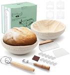 Saint Germain Bakery Premium Round Bread Banneton Basket with Liner - Perfect Brotform Proofing Basket for Making Beautiful Bread - Ultimate Bread Bundle (2x 9" Round Basket)