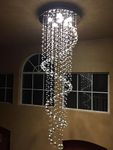 GANE-SHLIGHTS 8 Feet Height Crystal Glass Spiral Modern Led Chandelier for Banquet Hall, Living Room, Stair Area, Hotels, Temples, Office, Resort Ceiling Light (Warmwhite)