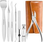 Famlife 7-Piece Professional Pedicure Kit with Toenail Scissors Cuticle Trimmer Nail File Pedicure Knife Blade,Stainless Steel Tools Ingrown Toenail Removal Kit for Nail Care