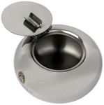 Mantello Modern Stainless Steel Tabletop Ashtray with Lid Indoor Outdoor Use