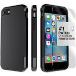 iPhone 8 and iPhone 7 Case, SaharaCase Inspire Protection Kit Bundle with [ZeroDamage Tempered Glass Screen Protector] Rugged and Slim - Black