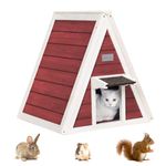 Petsfit Outdoor Cat House Weatherproof, Outside Feral Cat House with Escape Door,Outdoor Indoor Pet House for Small Animal, Small Rabbit Hutch Red