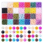 1960PCS Pearl Beads, 6mm 28 Colors Multicolor Pearl Beads Loose Pearls for Crafts with Holes for Jewelry Making, Small Pearl Filler Beads for Crafting Bracelet Necklace Earrings