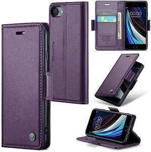 ELEPIK for iPhone 6/7/8/SE2/SE3 Case with Card Holder, Kickstand [2 Card Holder + 1 Cash Slot] [for Women & Men] [Durable PU Leather] Magnetic Wallet Phone Cover, Fashion Purple