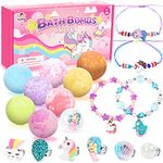 Bath Bombs for Kids with Surprise Inside, 8 Pack Bath Bomb Gift Set with Unicorn Mermaid Rings Bracelets, Handmade Bubble Spa Bath Fizzies Set, Bath Bombs with Jewelry for Women Girls Birthday Gift