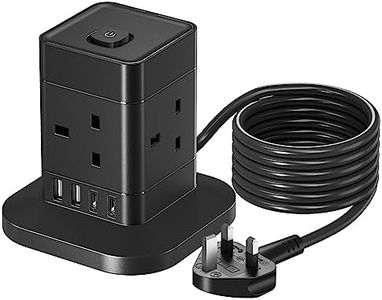 3M Cube Extension Lead with USB C, Hotimy 4 Way Plug Extension Socket with 4 USB (2 USB A & 2 USB C), Child Safety Extension Cord with Switch Black Power Strip for Home Desk Office