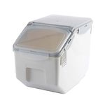 Beruyu Household Kitchen Rice Storage Box, Snack Storage Box, Dog Food and Cat Food Storage, Sealed and Moisture-proof, with Measuring Cup, 10KG/15KG (Grey,10KG)