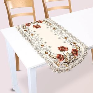 Jadeshay Table Runner, Flower Table Cover Red Floral Flower Hollow Table Mats Embroidered Placemats Tablecloth Table Dining Decoration Table Runners (Oval)