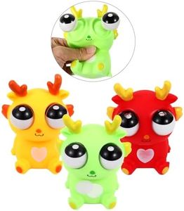 YUE MOTION Squishy Ball - Eye Popping Squishy Fidget Toys - Push & Stretch Rubber Ball for Calming Relief, Hand Exercise - Cute & Funny Animal with Eye Poppers (Eye Popping Cute Dragon)