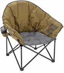 ARROWHEAD OUTDOOR Oversized Heavy-Duty Club Folding Camping Chair w/External Pocket, Cup Holder, Portable, Padded, Moon, Round, Saucer, Supports 330lbs, Carrying Bag, USA-Based Support