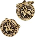 THE MASONIC COLLECTION Freemasons Rustic Bronze Plated Round Knights Templar Seal Antique Mens Cufflinks, One size, Brass, No Gemstone