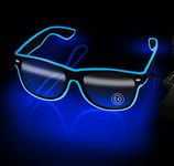 lumous rola 1PCS Led Glasses Light up El Wire Rave Shutter Glasses, Glow In Dark Flashing Led Sunglasses, Luminous Glasses For Parties, EDM, Halloween RB01 PATENTED (Blue)