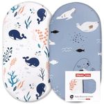 Gllquen Baby Bassinet Crib Sheets Set, Breathable Cozy Fitted Mattress Sheet, Elastic Travel Crib Fashionable Floral Pattern, Standard Cradle Safe Sheets for Baby Boy Girls 32"X16" (Sea Lions)