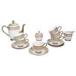 E-Ezra Bone China Gold Uber Tea Set Kettle - 15 Pieces, Golden (uber Series)