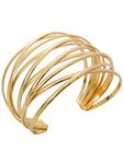 Cuff Bangle Bracelet for Women Gold Bracelet for Teen girls Multilayer Bracelet Open Bangle for Gifts for Christmas Valentine Day (gold(layered))