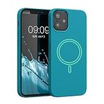 kwmobile TPU Silicone Case Compatible with Apple iPhone 12 Mini - Case Magnetic Cover - Compatible with MagSafe - Teal Matte