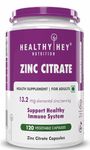 HealthyHey Nutrition Zinc Citrate, Supports Immune and Immunity - 120 Veg Capsules