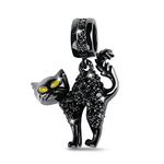 GNOCE Black Cat Charm 925 Sterling Silver Naughty Cat Pendant Charms for Bracelet/Necklace Jewelry Gift for Women, Metal