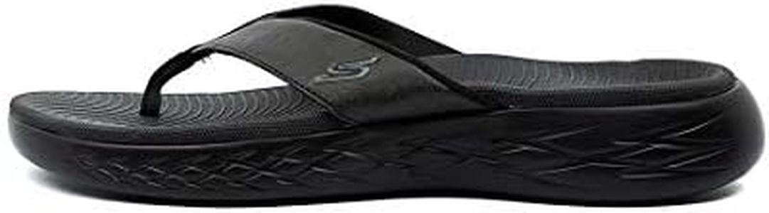 Skechers Men's On-The-Go 600 - Seaport Flip Sandal, Black/Black, US 12