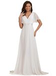 Ever-Pretty Women's Empire Waist Long Trailing Evening Gown Dresses White 16 UK