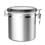 Stainless Steel Airtight Canister for Kitchen, ENLOY Large Flour Coffee Bean Tea Cereal Sugar Cookie Metal Food Storage Canisters with Clear Lid and Sturdy Locking Clamp