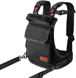 Odoland Ski and Snowboard Training Harness for Kids, Skiing Strap with Backpack, Adjustable Seat Strap and Easy Lift Handle, Speed Control Teaching, Perfect for Kid Beginners Boy and Girl, Black