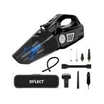 Dylect(2 in 1) Handheld Car Vacuum Cleaner&Tyre Inflator for Car,Led Light,12V&5500Pa Strong Suction,Washable Hepa Steel Filter,Compact&Lightweight for Dry Use,14.7Ft Long Cable,Carry Bag,0.5 Liter