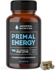 Beef Liver Capsules - 620mg, | 120 Pills - Grass Fed Beef Liver Supplements with Natural Iron, Vitamin B12 & Vitamin A - Heart Health and Immunity Primal Energy Capsules By Ancestral Nutrition