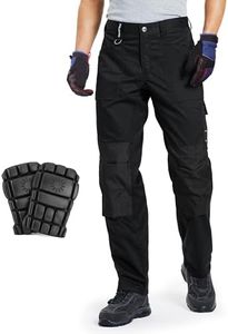 DURAWERK Men's Work Pants, Carpenter Pants with Reinforced Knee Pad Pockets & Knee Pads, Cargo Pants for Construction (Black, 38WX34L)
