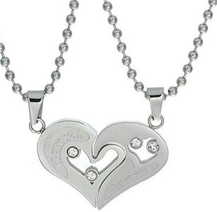 Uloveido Acier Inoxydable Amour Coeur CZ Puzzle Paires Collier Pendentif pour Petite Amie et Cadeau d'amant de Petit ami, idées Cadeaux pour Papa (Blanc) SN102