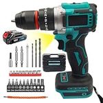 Cordless Drill Driver 21V, Brushless Impact Driver, 25+3 Torque Cordless dril, 2 Speed, with 3.0Ah Battery, 27pcs Accessories, for Home DIY