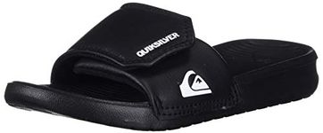 Quiksilver Boy's Bright Coast Adjust Youth Flip-Flop Slide Sandal, White/Black, 11 US Little Kid