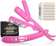 Utopia Care Professional Barber Straight Edge Razor Safety with 100-Pack Blades - 100 Percent Stainless Steel (Pink)