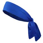 Blue: Kenz Laurenz Headbands Tie On Headband For Women Men Running Athletic Hair Head Band Elastic Sports Sweat Basketball Sweatband Stetchy Yoga Workout Sweatbands Adjustable Non