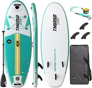THURSO SURF Prodigy Junior Kids Inflatable SUP Stand Up Paddle Board 7'6 x 30'' x 4'' Two Layer Includes Adjustable Carbon Shaft Paddle/3 Fins/Leash/Duffle Bag/NO Pump Included (Emerald)