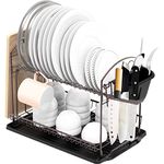 SimpleHouseware 2 Tier Compact Dish Drying Racks for Kitchen Counter and Storage for Various Tableware with Drainboard, Bronze