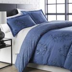 Southshore Fine Living, Inc. Comforter Full Size Set, Down Alternative Floral Comforter with Matching Shams, Reversible Print is 2 Colors in 1, Fits Full & Queen Beds, Blue & White