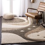 HI-Homes Modern Abstract Fur Carpets for Living Room Bedroom High Pile Microfiber 5x8 Feet Ivory Multi Color