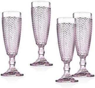 Godinger Champagne Flutes, Champagne Glass, Stem Glasses, Wine Glasses, Beverage Glass Cup, Rose Pink – Set of 4
