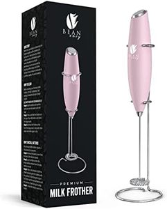 Bean Envy Milk Frother Handheld for Coffee - Electric Hand Blender, Mini Drink Mixer Whisk & Coffee Foamer Wand with Stand for Lattes, Cappuccino, Matcha and Hot Chocolate - Kitchen Gifts - Pink