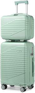 Sea choice Set de Bagages Lot de 2 Valises Trolley Valise Rigide à roulettes Con Vanity Case 8 Roues 360° Poignée Télescopique Verrouillage TSA Set de Valises 12/20,Vert Matcha